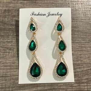 Green and Gold Tiered Earrings